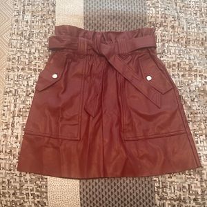 NWT Fashion On Earth Size S - Red Faux Leather Tie Waist Skirt
